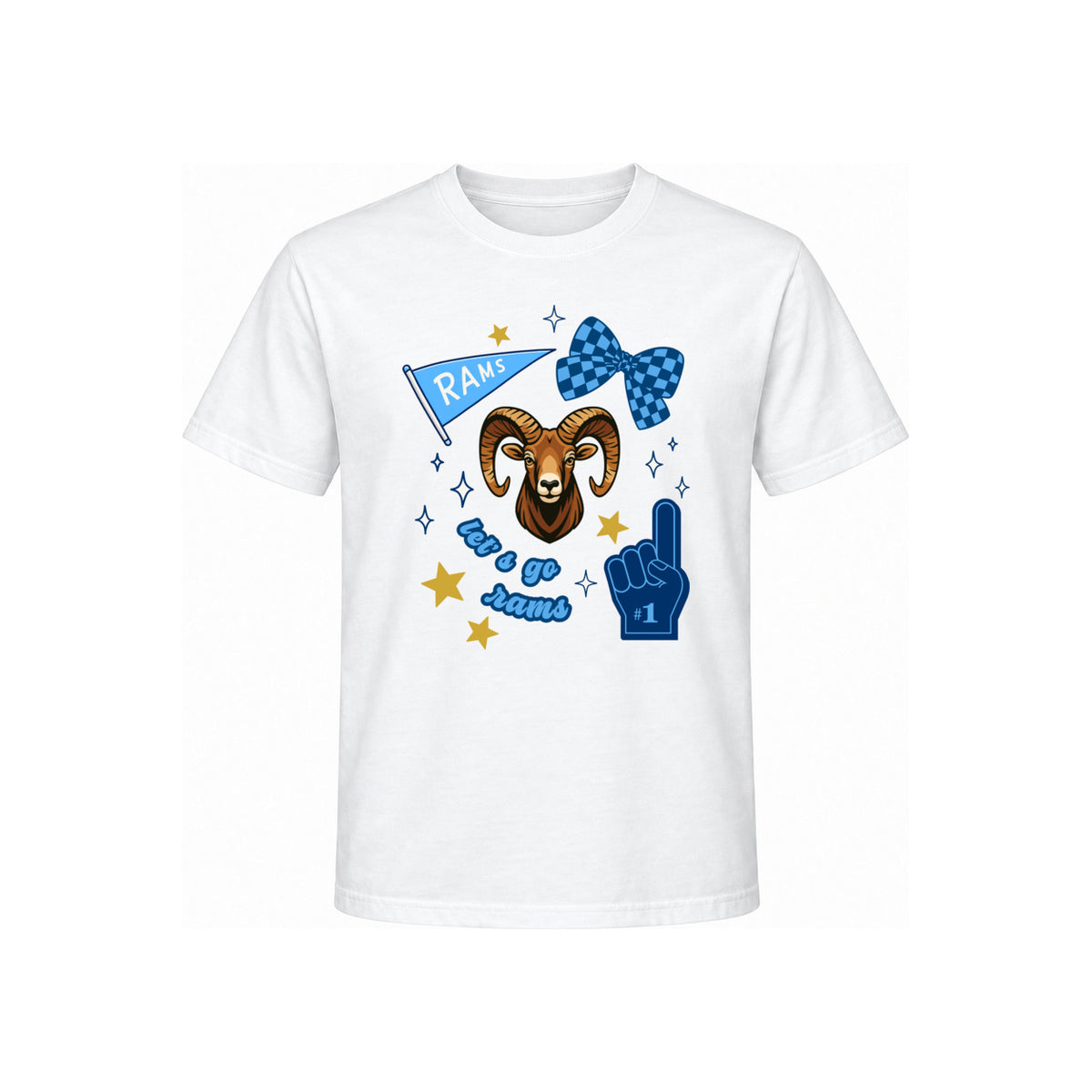 Rams Fun adult T-shirt White with centered consistent-size DTF print