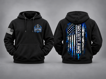 OBS Outlaws black hoodie front and back with smaller chest print